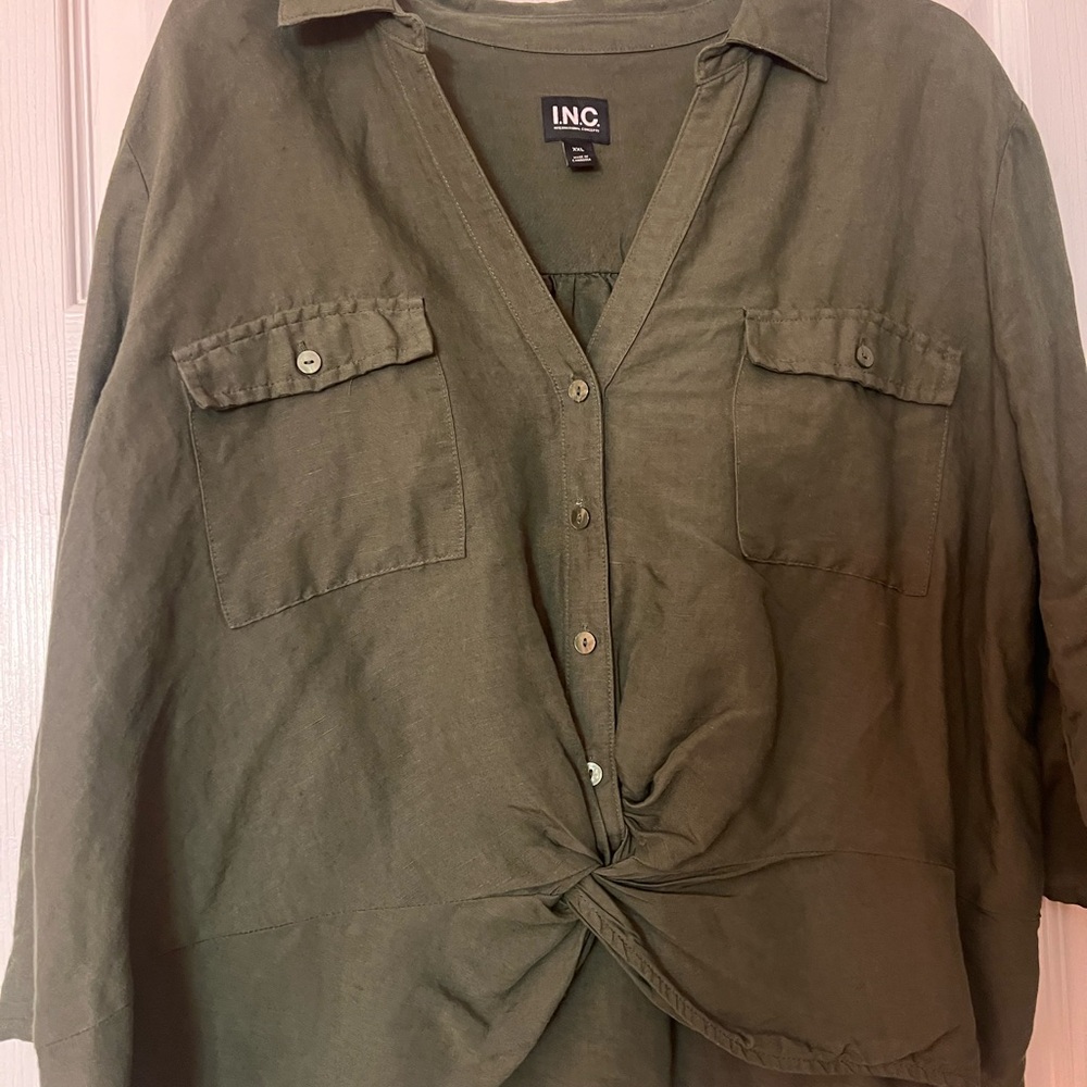 INC International Concepts Khaki Blouse